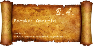 Bacskai Asztrid névjegykártya